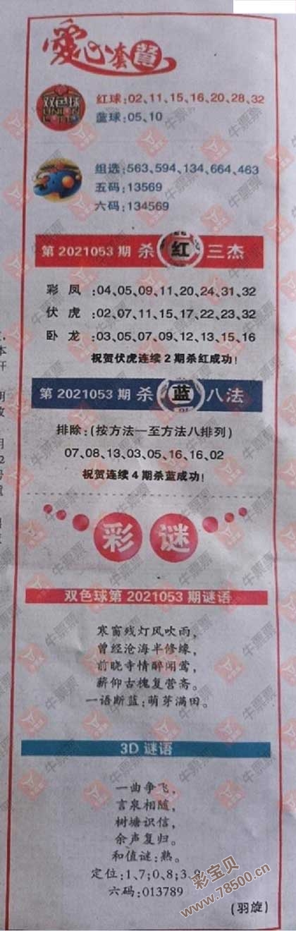双色球精准字谜汇总解析